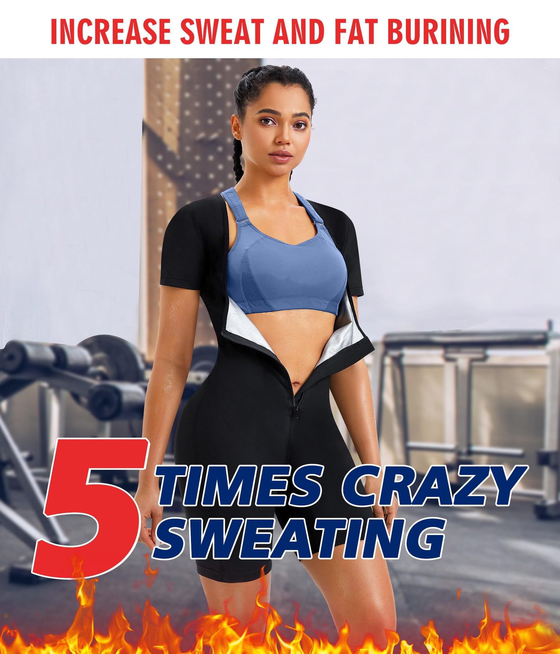 KUMAYES Vêtements de Sudation Femme Amincissante Combinaison Intégrale Sauna Shapewear Costume D'entraînement Formateur Shaper Sudation Entraînement Survêtement pour Fitness