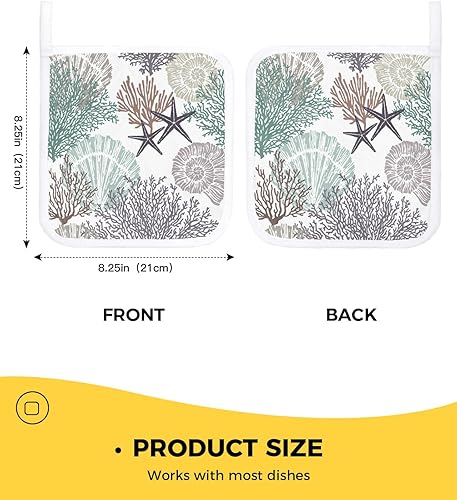 Miniatura 3 de 4 Packs Geometric Coral Pot Holders Sets for Kitchen,Oven Pan Plate Bowl Pads Heat Proof Mat with Hanging Loop,Terry Cloth Potholders Soft Grip for