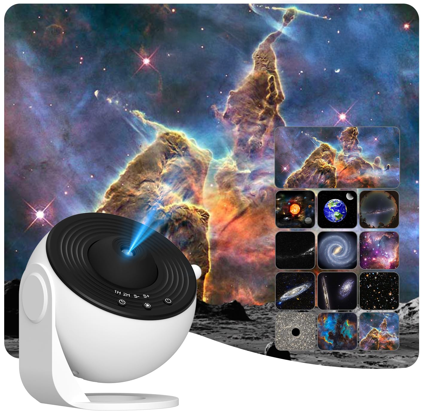 Rusoso Star Projector, Galaxy Projector,12 in 1 Planetarium Star Projector Realistic Starry Sky Night Light,360 Rotation,Timing,Mute Design,Projection Effect forBedroom,Party,Game Rooms