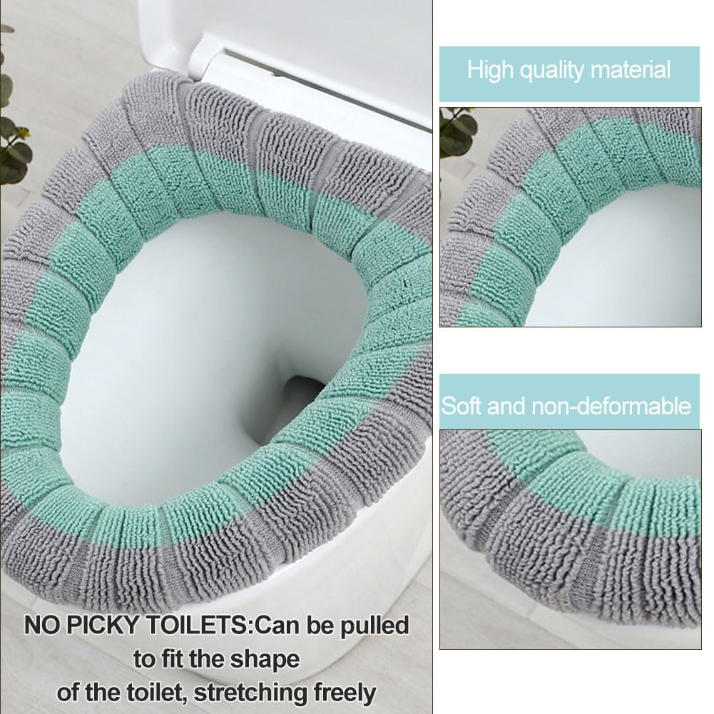 Funda Asientos de Inodoro, Cojín de Asiento de Inodoro Suaves, 3 Piezas Tapa de Inodoro Almohadillas con Levantador de Tapa de Inodoro, Funda de Asiento Lavable para Inodoro, Accesorio de baño