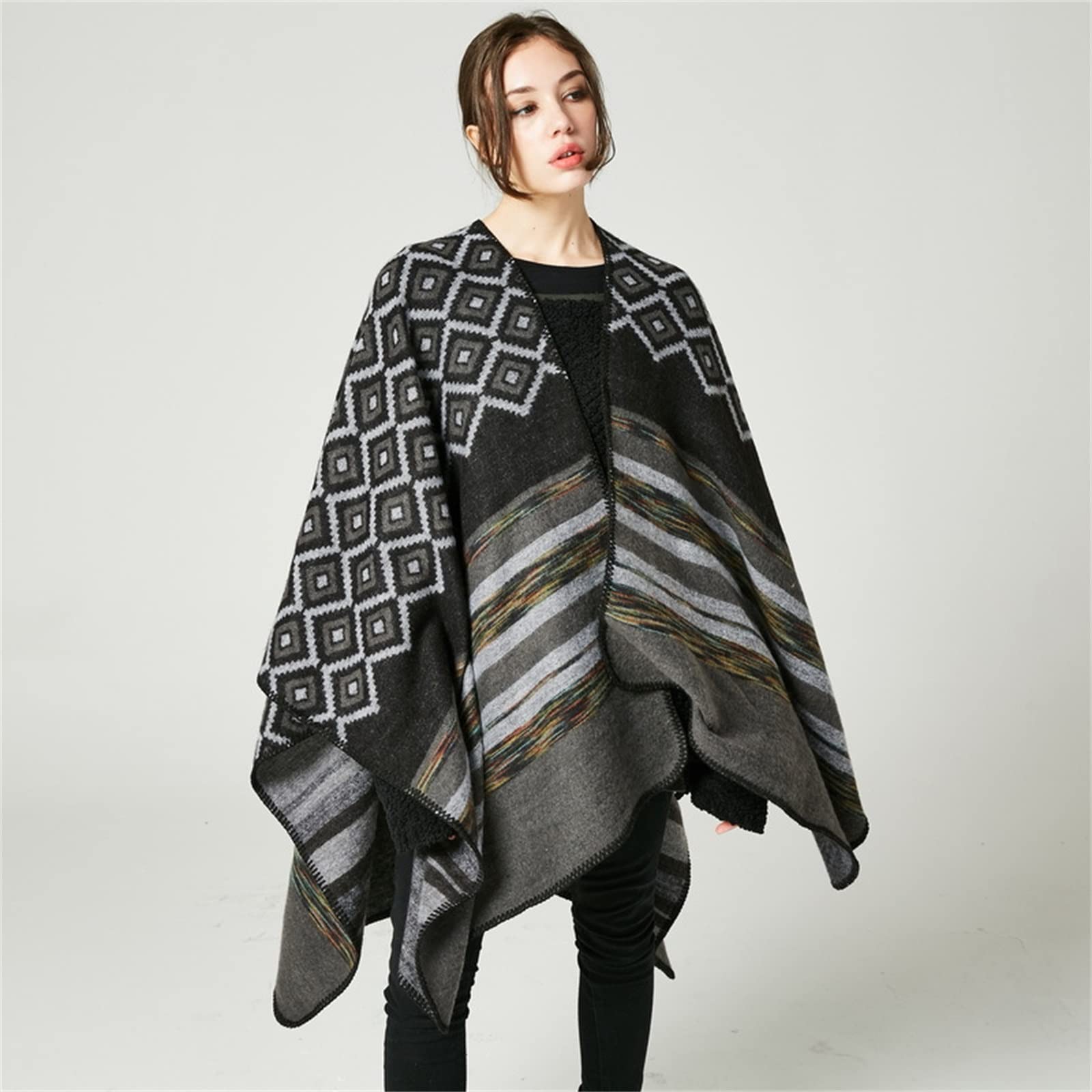 Scialle da Donna Poncho Double Face da Donna, Sciarpa Invernale Oversize per Le Donne