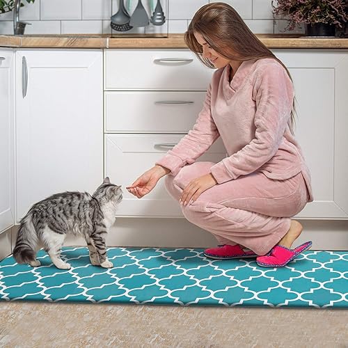 Miniatura 6 de KMAT Tapete de cocina 2 piezas Alfombra de cocina acolchada antifatiga impermeable antideslizante alfombra de cocina y alfombras de PVC resistente