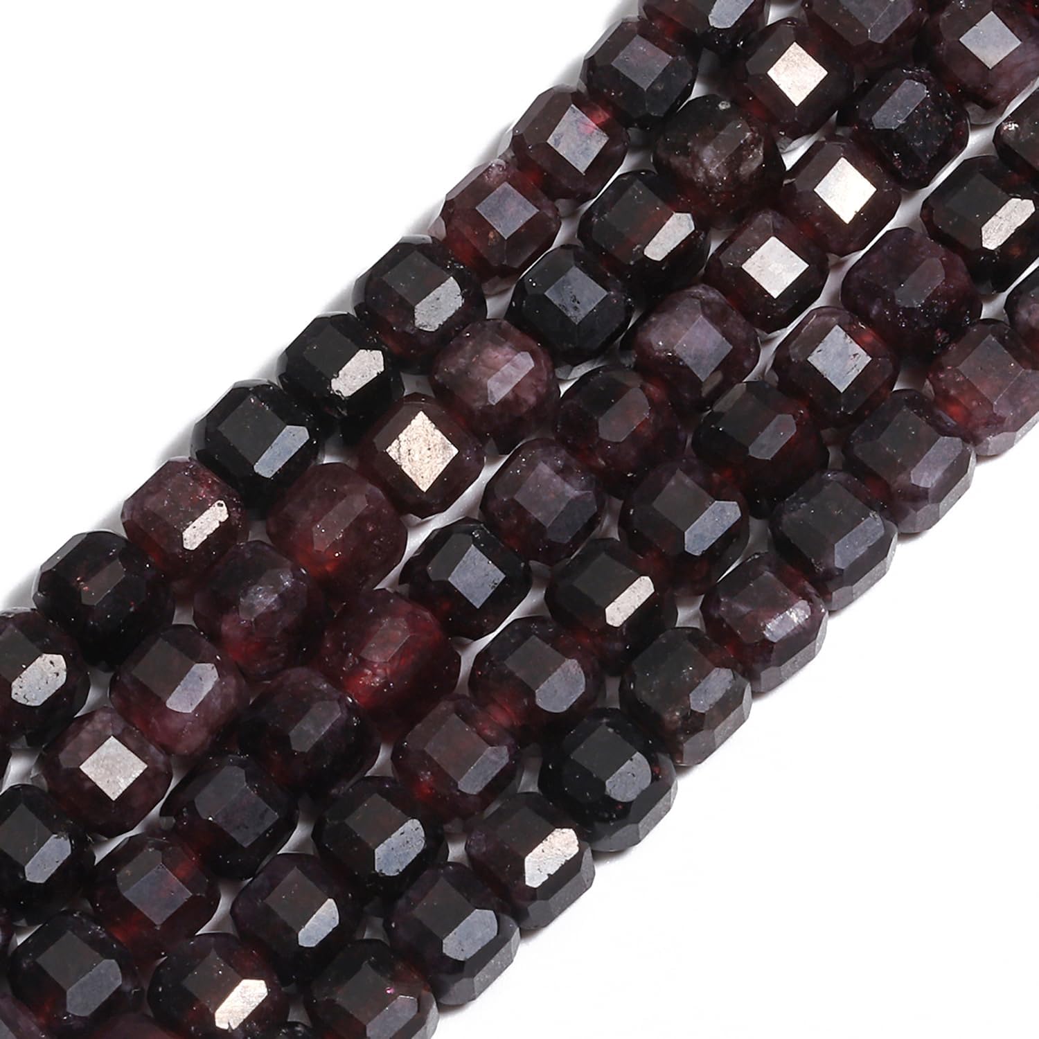 About 60pcs 6mm Natural Garnet Faceted Cube Gemstone Beads for Jewelry Making, Bracelets, Necklaces, Friendship Bracelet Kit