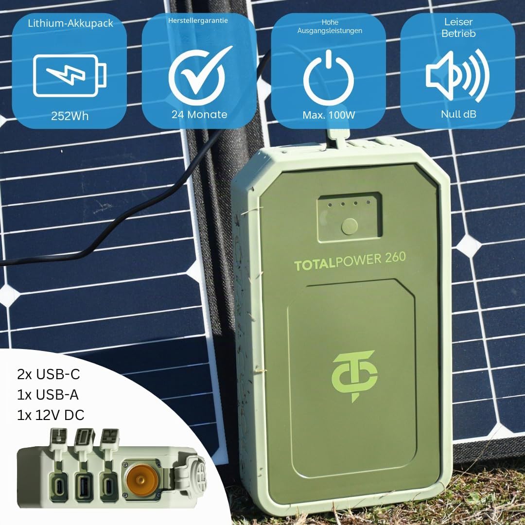 Totalpower 260 Portable Power Pack Off Grid Power Supply Lightweight Battery Power Pack Camping Fishing Backup Power Bank