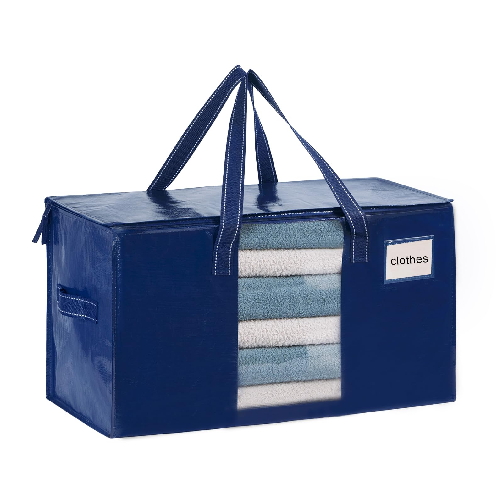 VENO 1 Pack Moving Bags, Comforter and Blanket Storage Bags for Closet, Moving Boxes, Boxes with Lids Alternative, College Dorm Packing Supplies, Foldable Heavy-Duty Tote (Blue, 1 Pack)