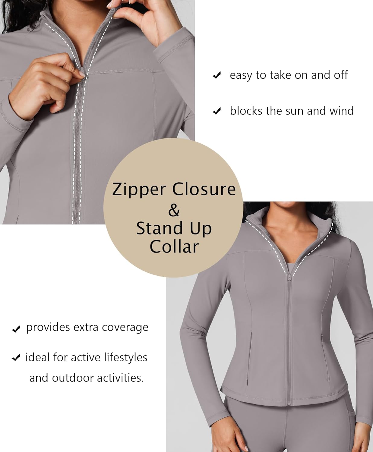 BRXL Women's Workout Jackets Zip Up Track Jacket Slim Fit Athletic Yoga Jackets with Pockets No Thumb Holes - Image 4