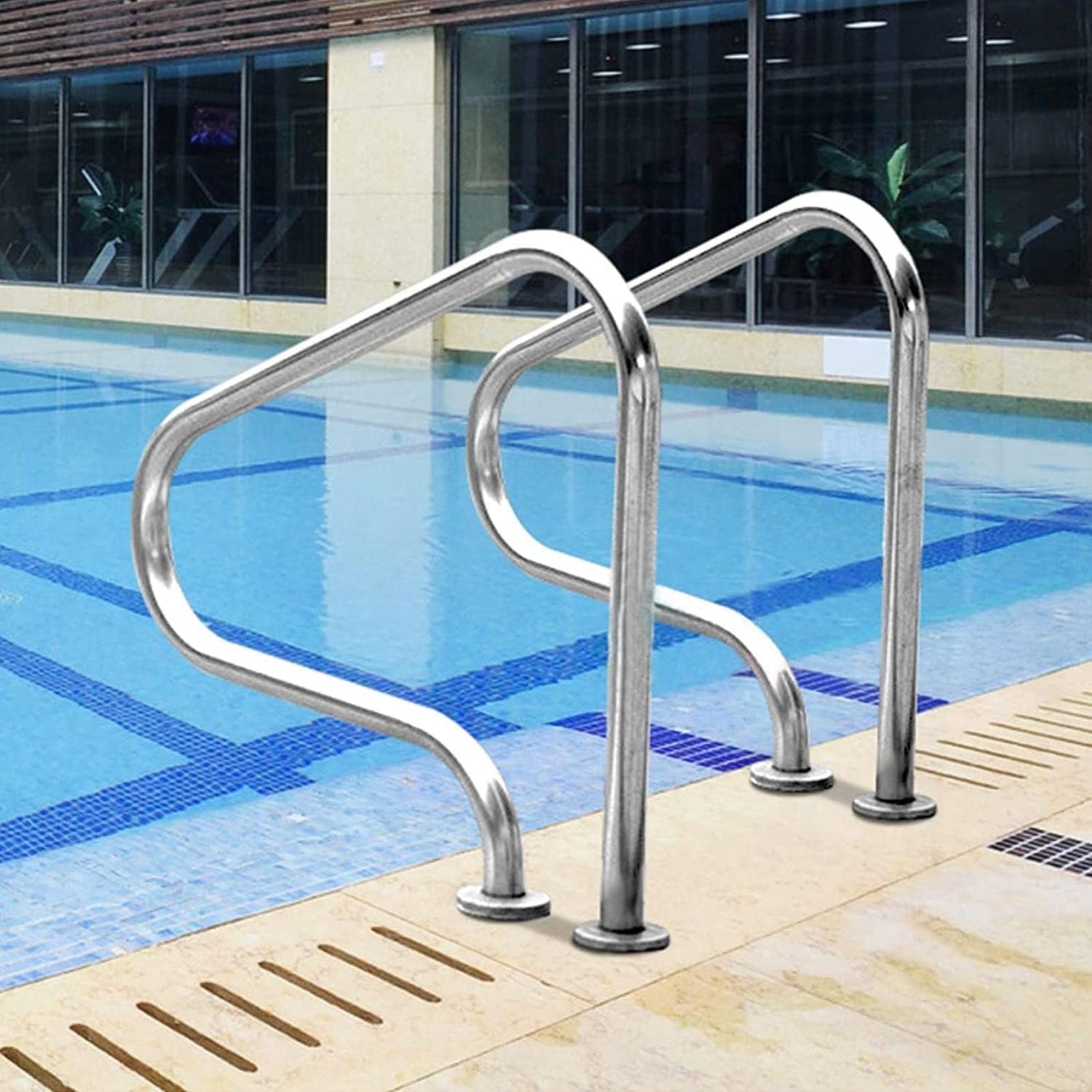 Garde-corps montés au sol CNPRAZ - Main courante de piscine en acier