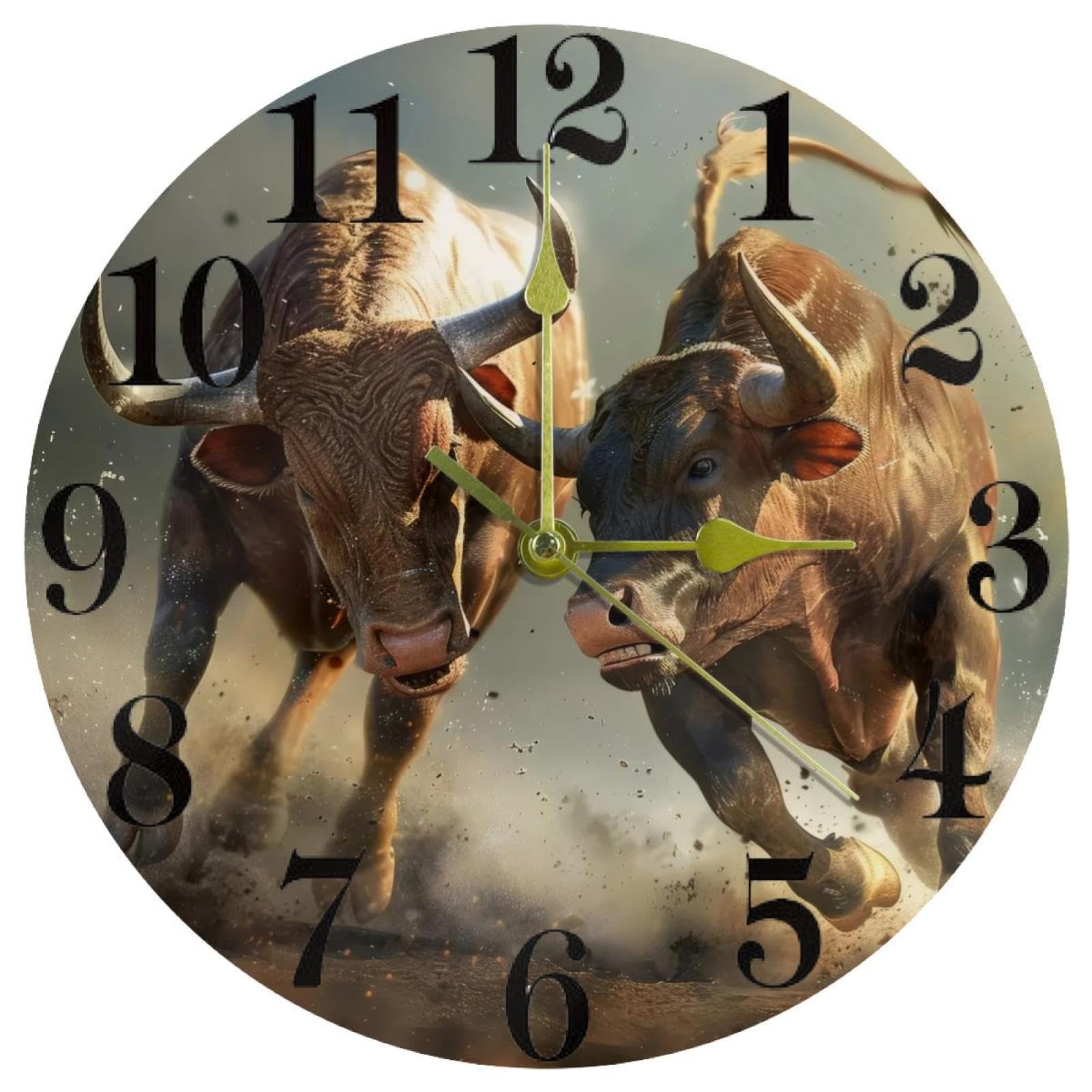 Horloge murale ronde cuisine et maison motif combat de taureaux décoration murale moderne