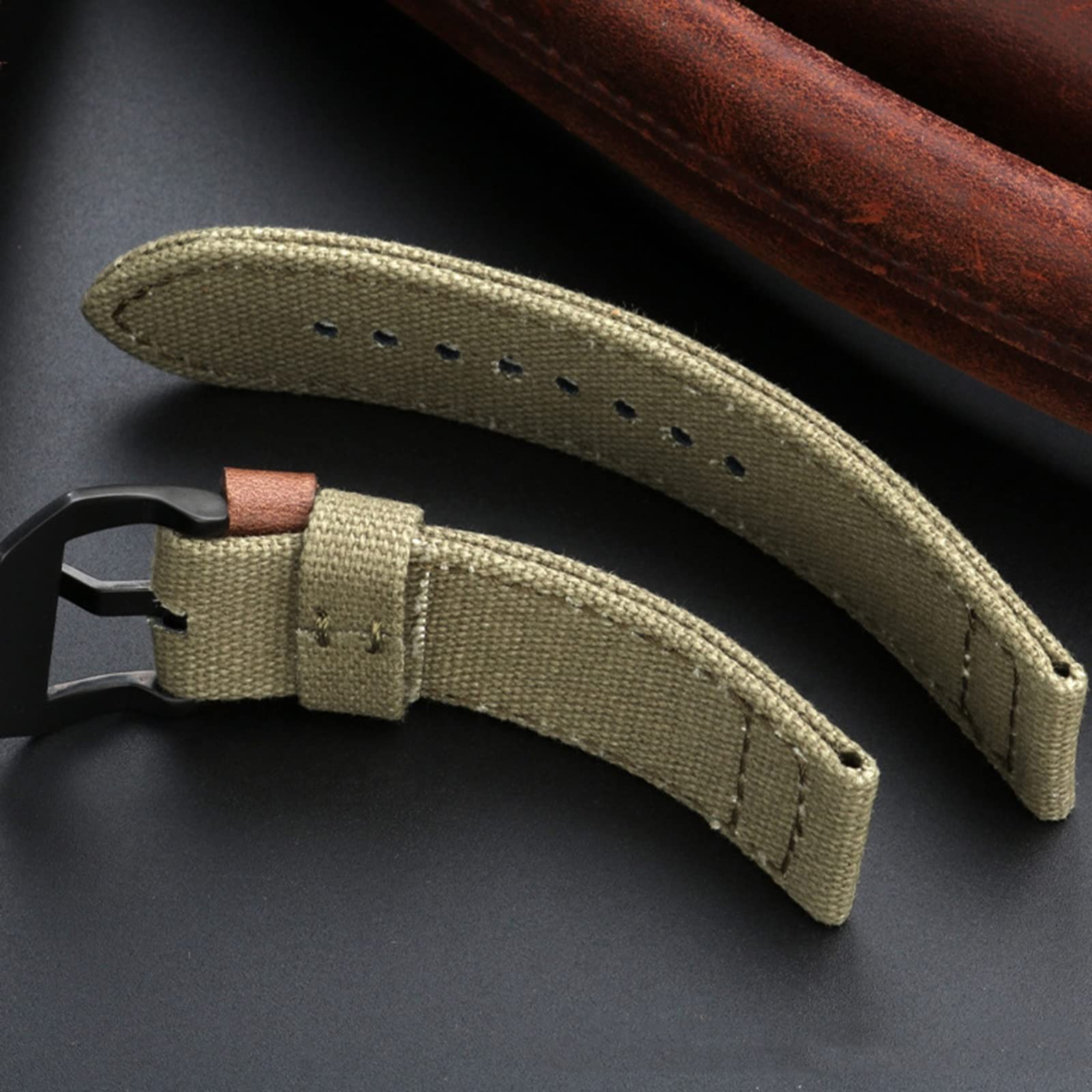 Accessori per orologi da uomo con cinturino di ricambio per orologio da polso in tela ispessita a doppia faccia da 24mm