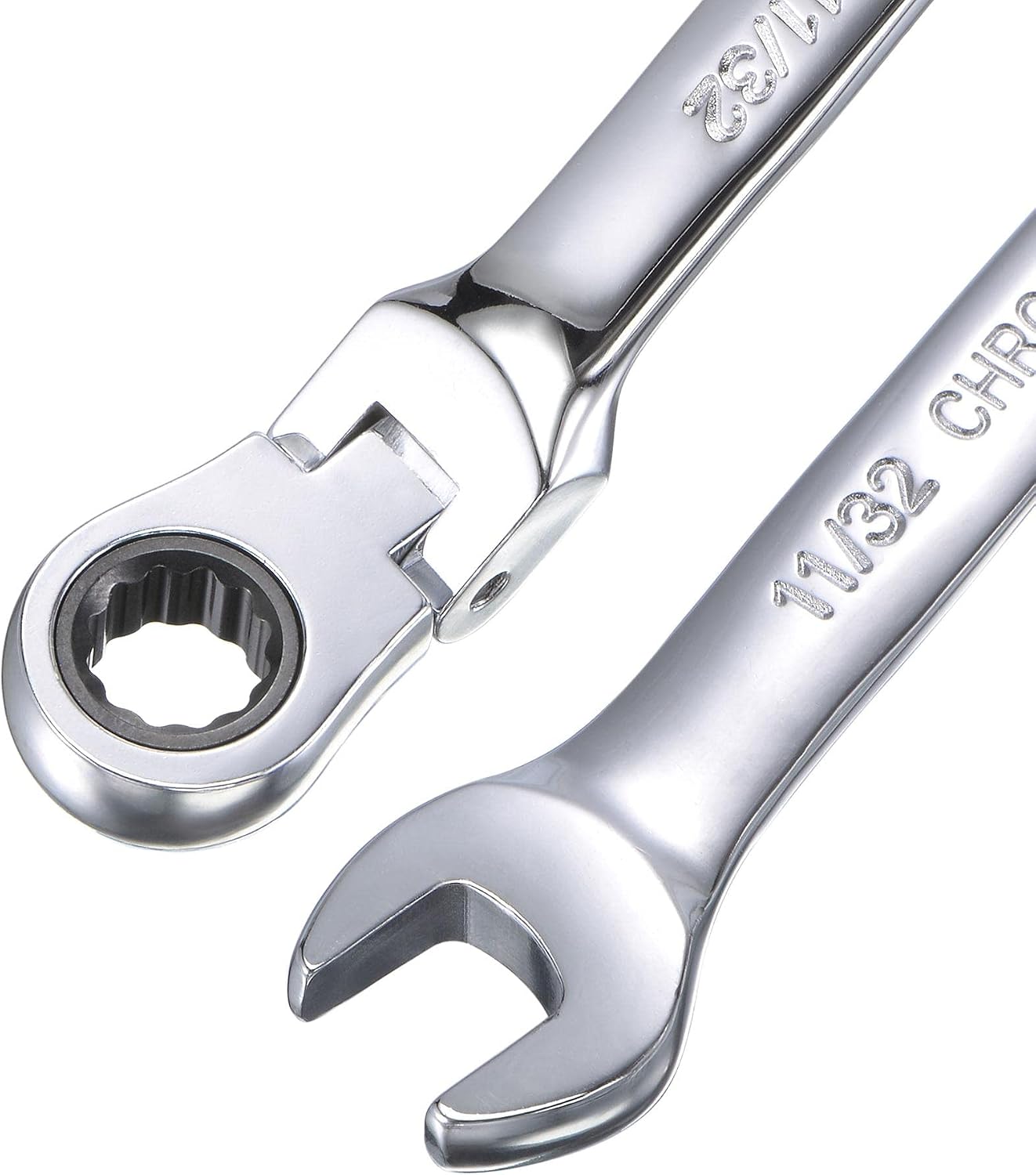 sourcing map 11/32 Inch Flex-Head Ratcheting Combination Wrench SAE 72 Teeth 12 Point Ratchet Box Ended Spanner Tools, Cr-V - Image 4