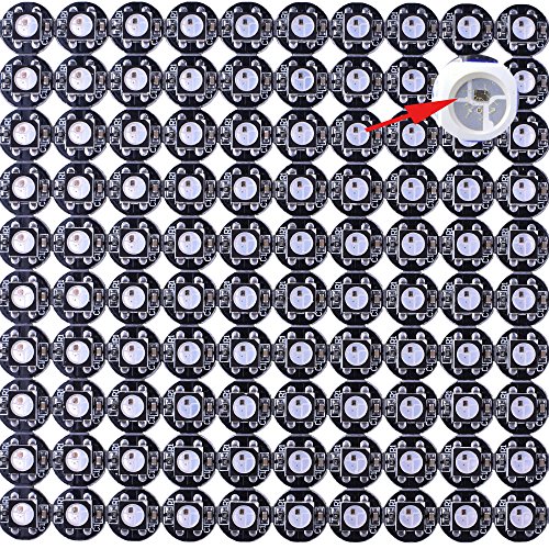 Price comparison product image Kuman 100pcs WS2812B 5050 Addressable SMD smart rgb led strip Great LED lights for ArduinoIDE 5V DC single 1-led LED Module color Light little rgb LEDs lamp on Black Heat Sink PCB Board