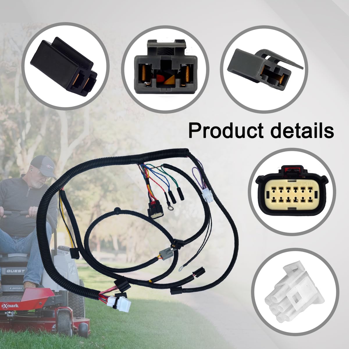 Arnés de cableado completo 136-9184 119-3343 121-5652 compatible con cortacésped Toro TimeCutter 74385 74386 74387 74388 74389 74390 74395 74616 746200 7462 1 74622 74623 74624 74625 74626 74627
