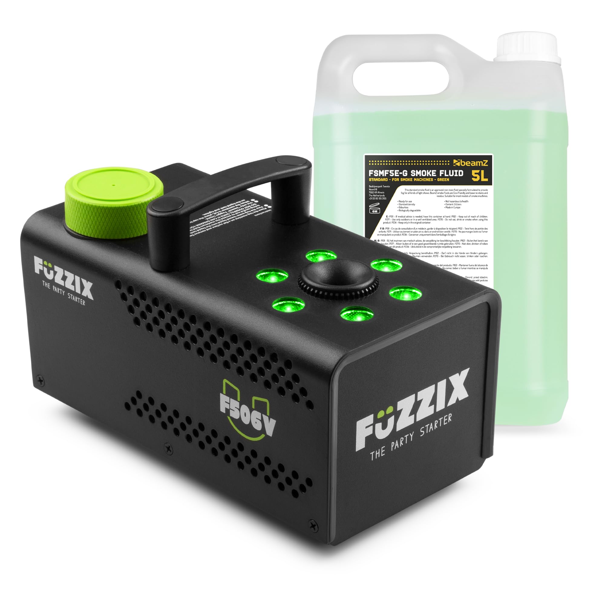 Fuzzix F506V - Vertikale Nebelmaschine Mini mit Fernbedienung & LED Lichteffekt, 5L Nebelfluid, Smoke Machine mit 500 Watt, Rauchmaschine Party für Hochzeiten, Nebelmaschine Halloween, Fog Machine