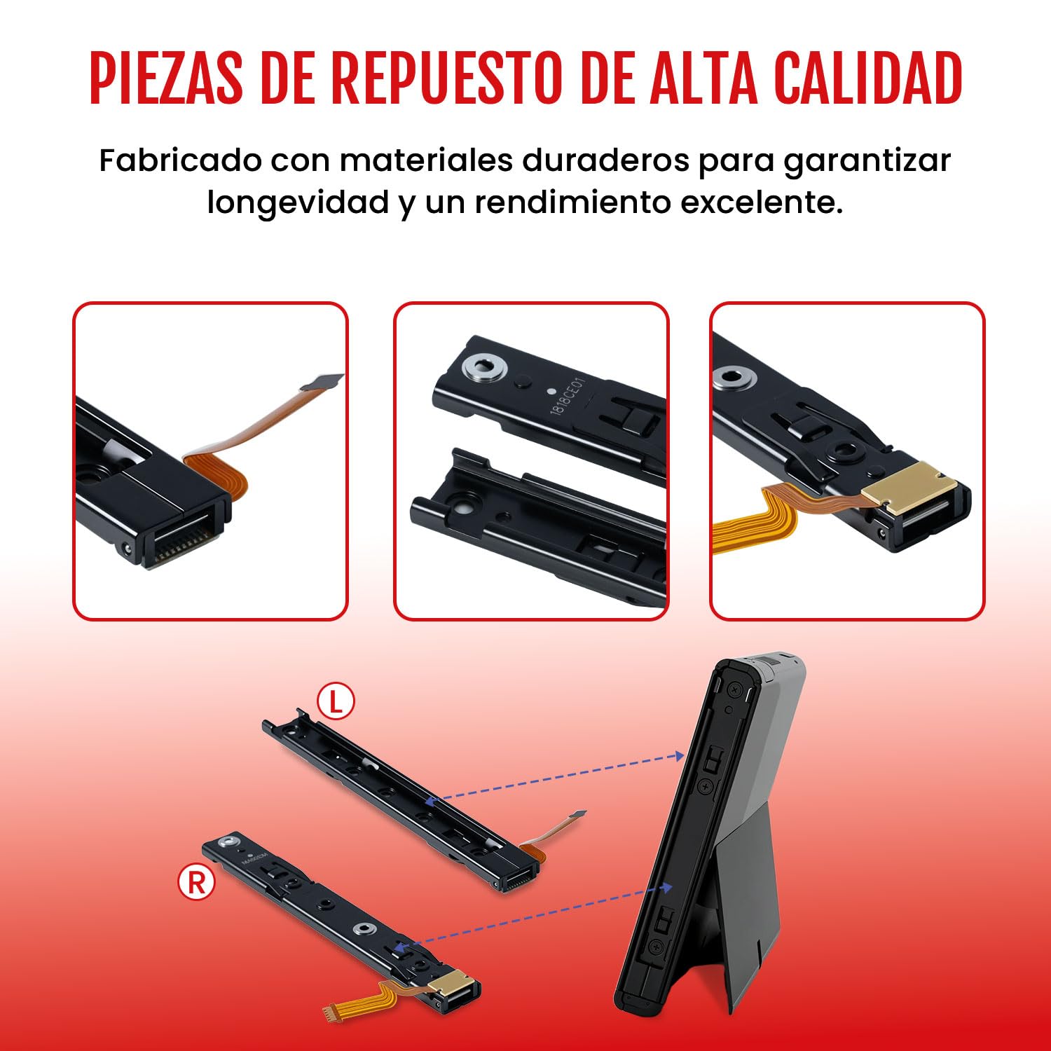 Wigearss Riel Deslizante para Nintendo Switch, Carril de Deslizamiento del Lado Derecho e Izquierdo con Riel Deslizante de Reemplazo y Herramientas para Nintendo Switch