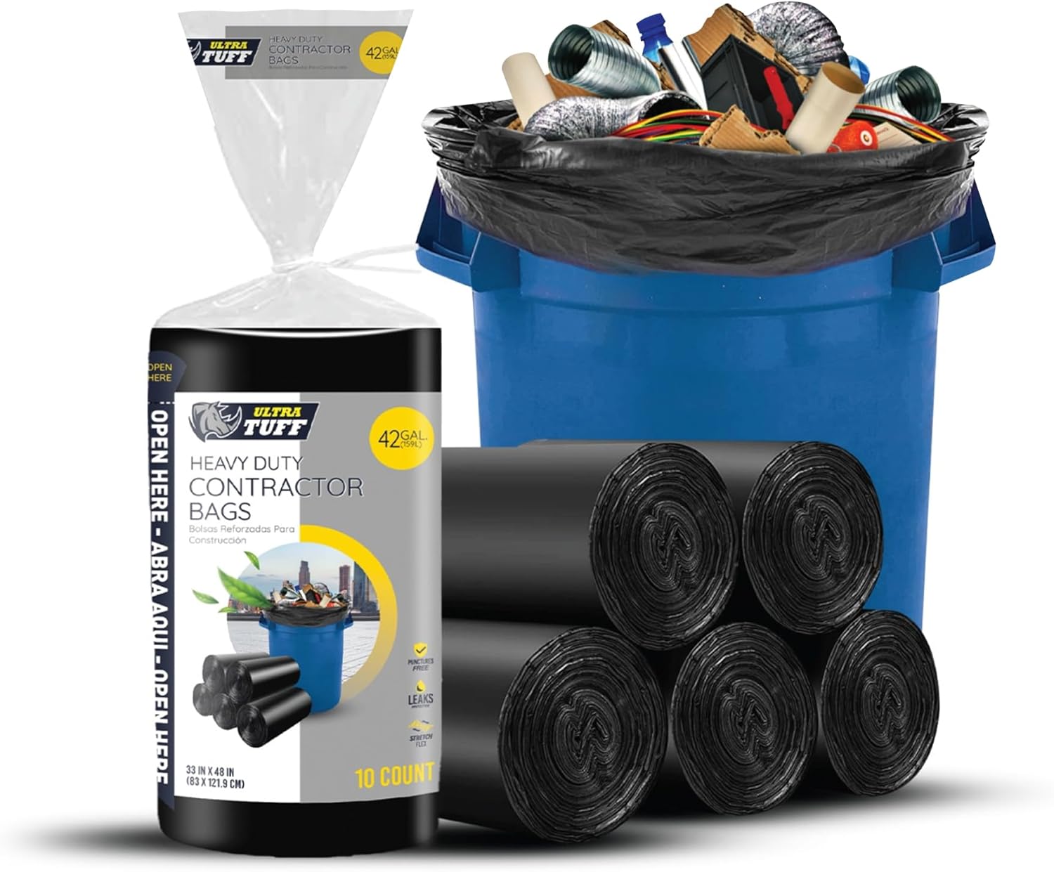 Ultra Tuff 42 Gallon Contractor Bags 10 Count Roll
