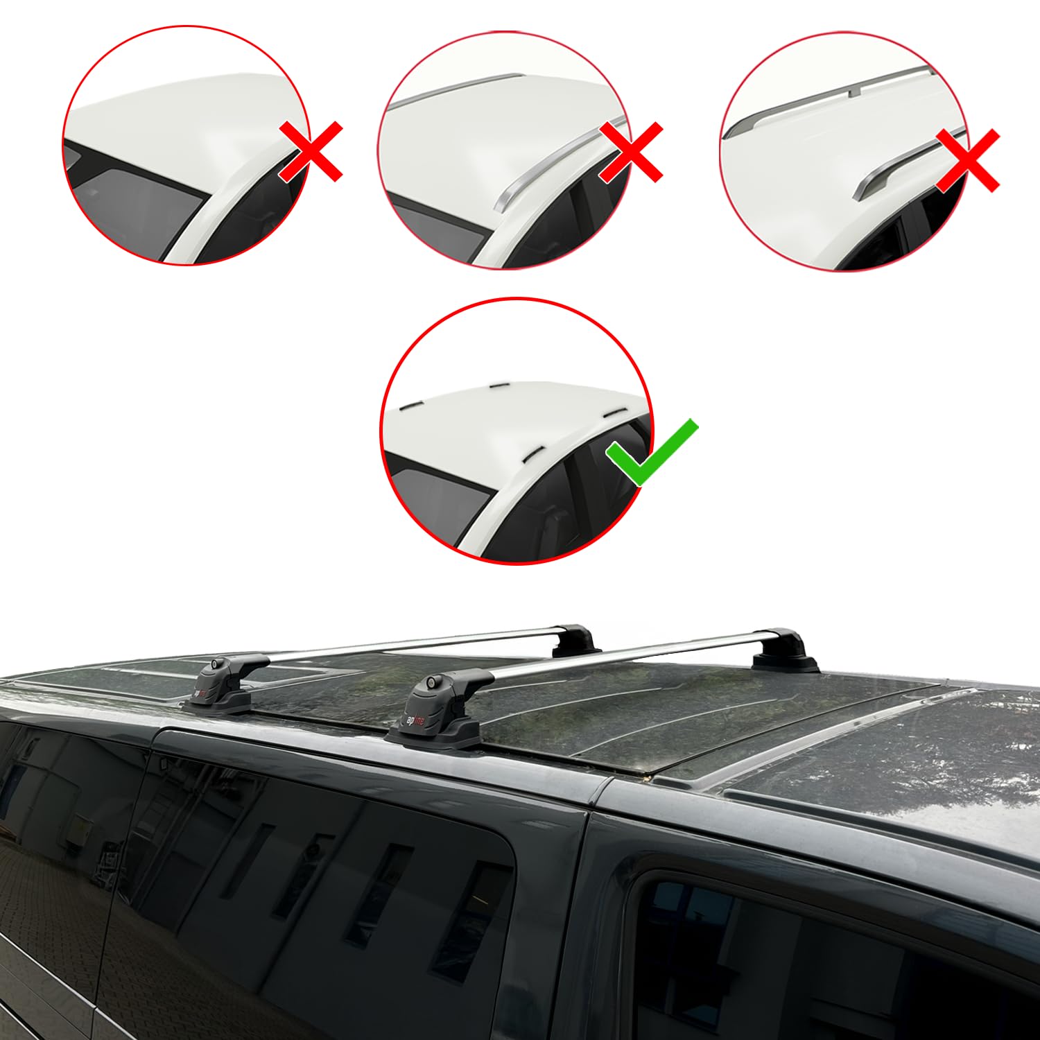 Compatible con Volkswagen Transporter (T6) 2016-2022 Ace-3 Barras de Techo Auto Portaequipajes Barras Transversales Gris Aluminio 2 Barras
