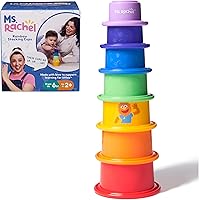Ms. Rachel Rainbow Stacking Cups 7-Pack: Toddler Stacking Toys for Color Learning & Motor Skills, Ages 6M-2+ Years