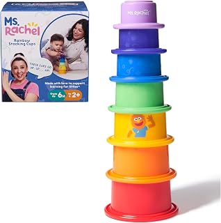 Ms. Rachel Rainbow Stacking Cups 7-Pack: Toddler Stacking Toys for Color Learning & Motor Skills, Ages 6M-2+ Years