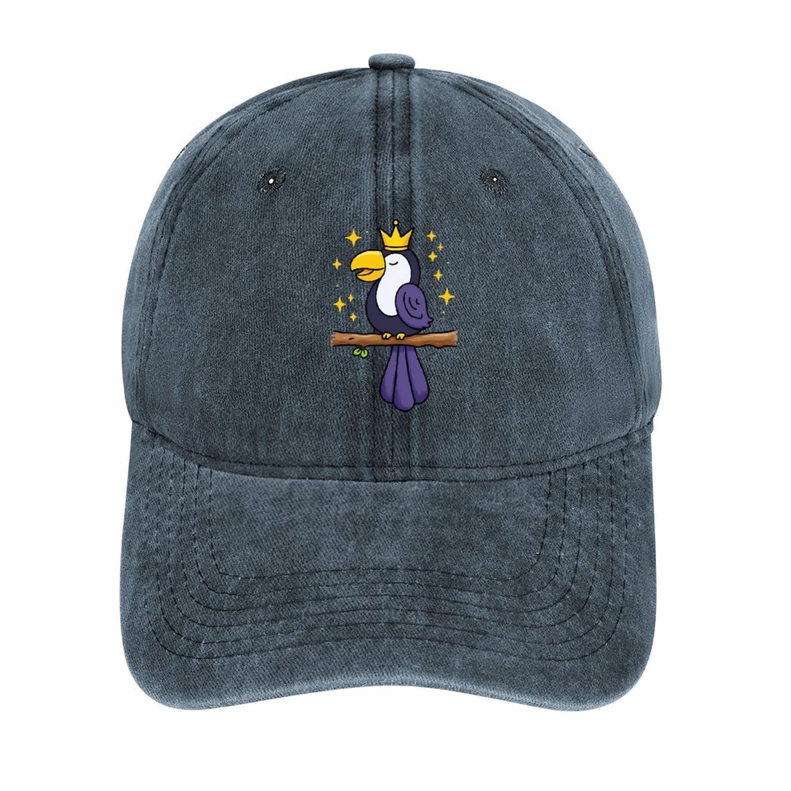 Royal Toucan with Sparkles Trucker Unisex Hat Denim Baseball Cap