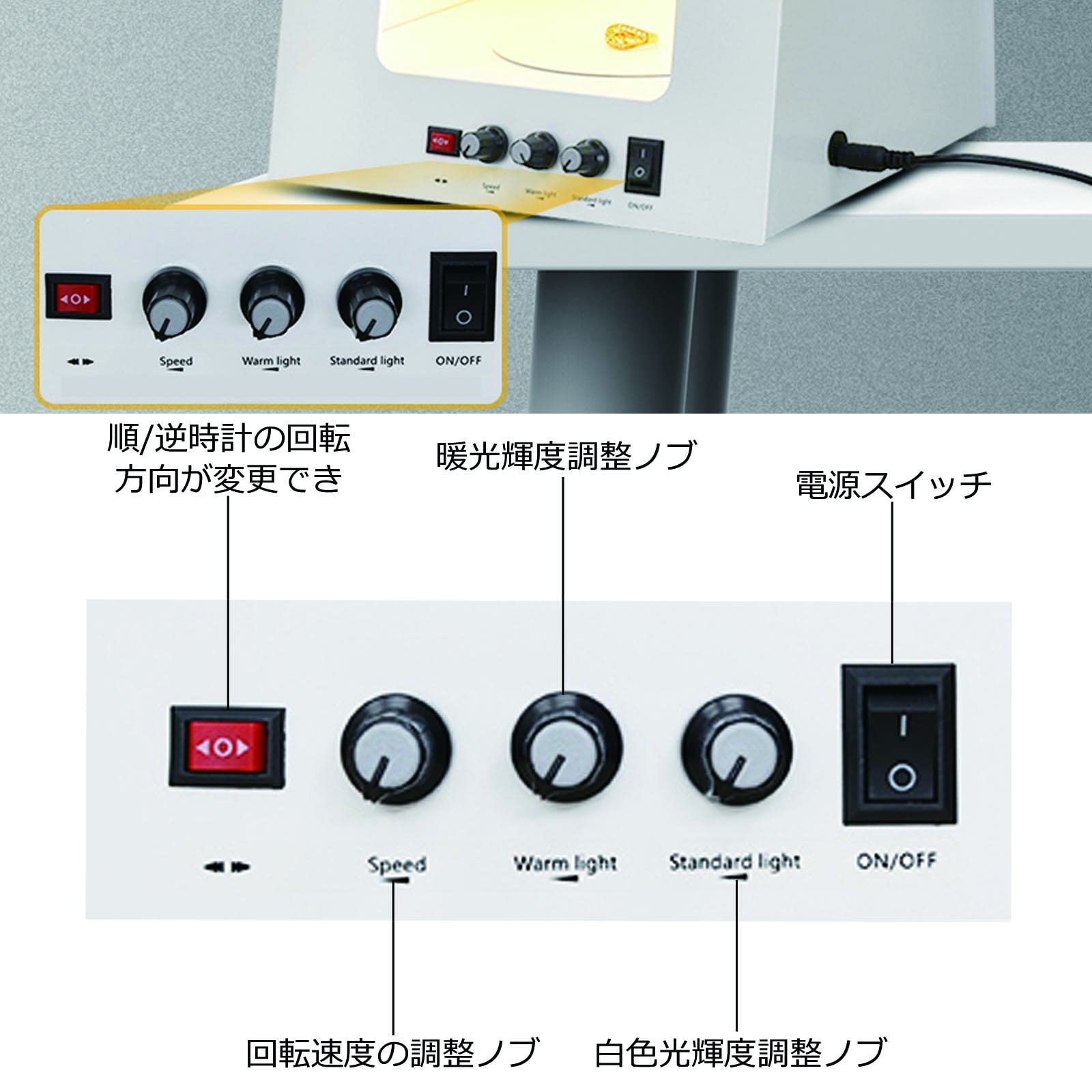 ジュエリー撮影ボックス Amazon | BAOSHISHAN撮影ライトボックス 回転撮影ボックス 電動