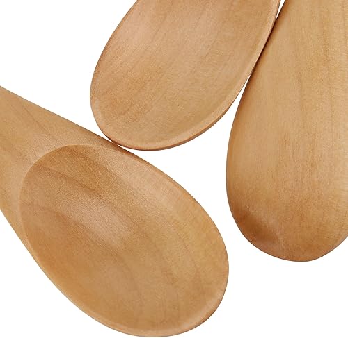 Miniatura 3 de HAKZEON 20 mini cucharas de madera, cuchara de sal pequeña con mango corto, pequeñas cucharas de madera para tarros de especias, hojas de té