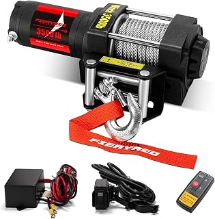 FIERYRED Electric 12V 3500lb Winch, Steel Cable Winch Kits for UTV ATV with Both Wireless Handheld Remote and Corded Control Recovery Winch
