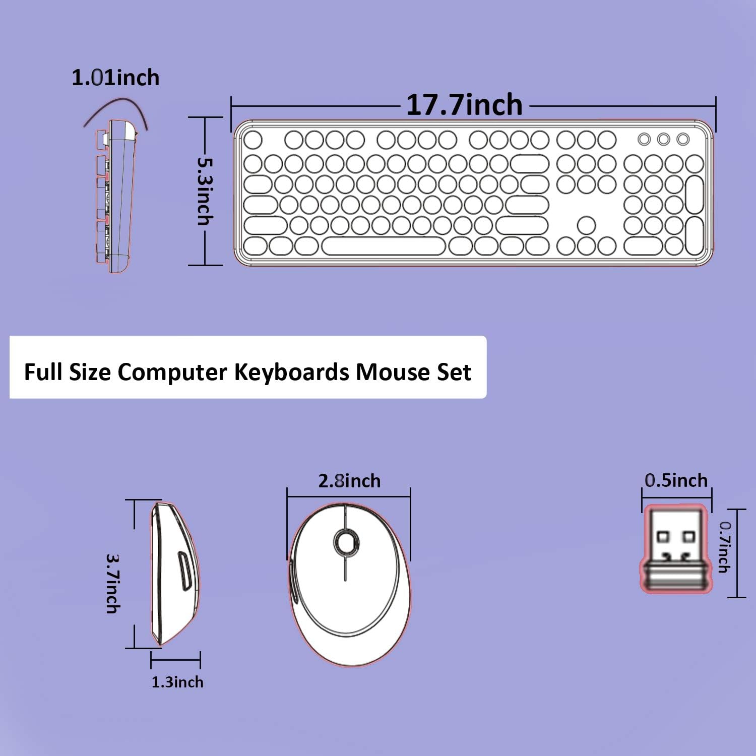 Hоlіdау Dеаlѕ 🛒 UBOTIE Colorful Computer Wireless Keyboard Mouse Combos, Typewriter Flexible Keys Office Full-Sized Keyboard, 2.4GHz Dropout-Free Connection and Optical Mouse (Purple-Colorful) Exсluѕіvе UBOTIE Colorful Computer Wireless Keyboard Mouse Combos, Typewriter Flexible Keys Office Full-Sized Keyboard, 2.4GHz Dropout-Free Connection and Optical Mouse (Purple-Colorful)