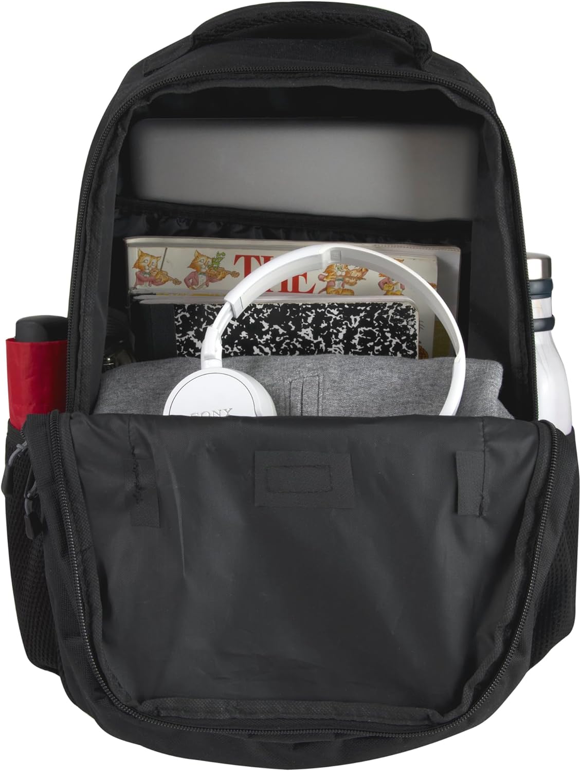 Trail maker (24 Pack Bulk 19 Inch Heavy Duty Dual Compartment Laptop Backpacks with Skateboard Straps for Homeless Adults, College (All Black Pack)