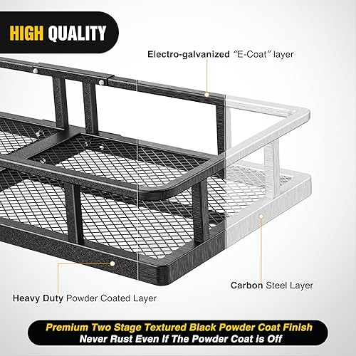 Miniatura 9 de Nilight Transportador de carga plegable de 60 x 24 x 7.87 pulgadas, compatible con receptor de enganche de 2 pulgadas, capacidad de 500 libras,