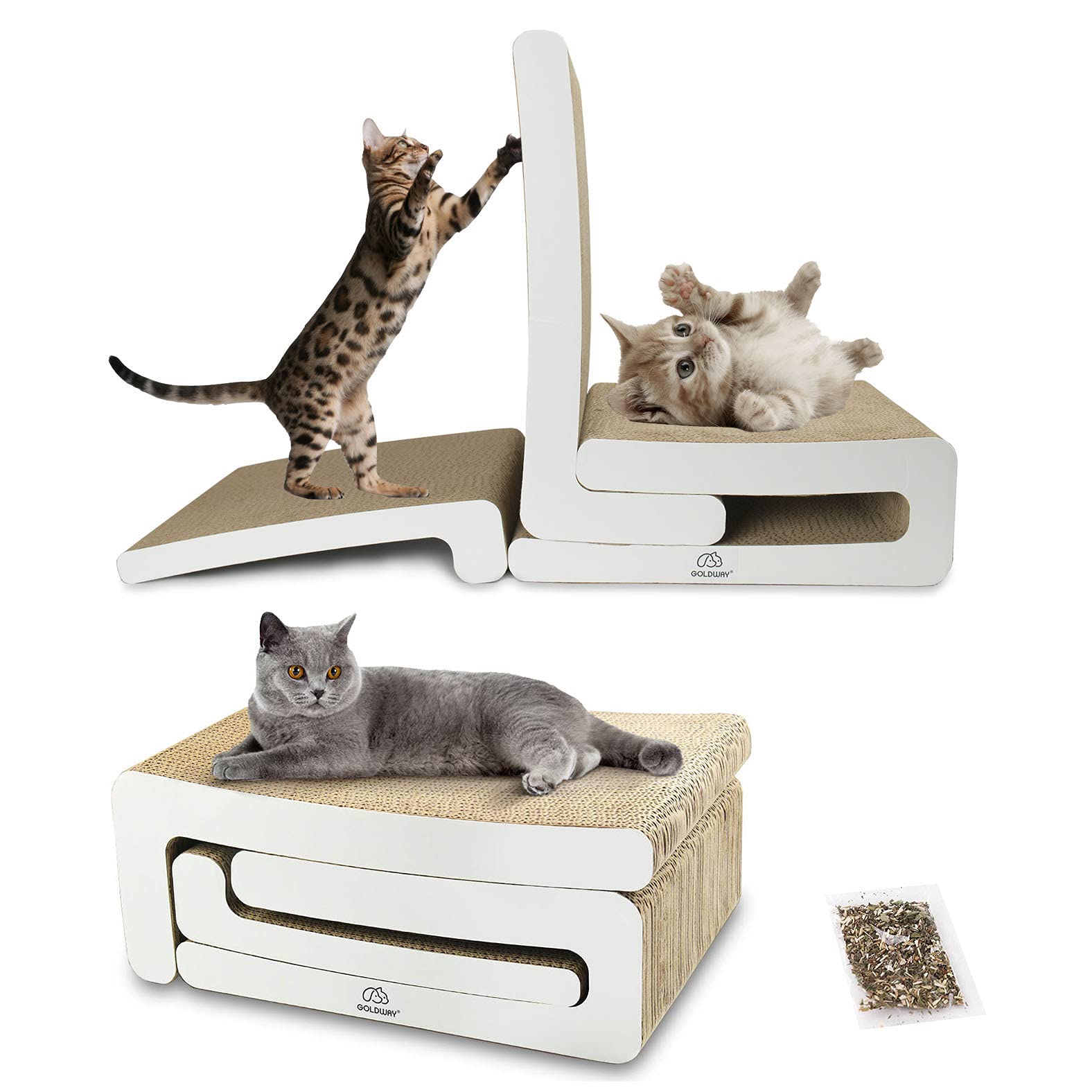 Buy Goldway Cardboard Cat Scratchers for Indoor Cats, 3 in 1 Building