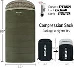 HiZYNICE 0 Degree Sleeping Bags 100% Cotton Flannel for Winter Adults Men Zero Degree Camping XL XXL Big and Tall Extra Large Rectangular