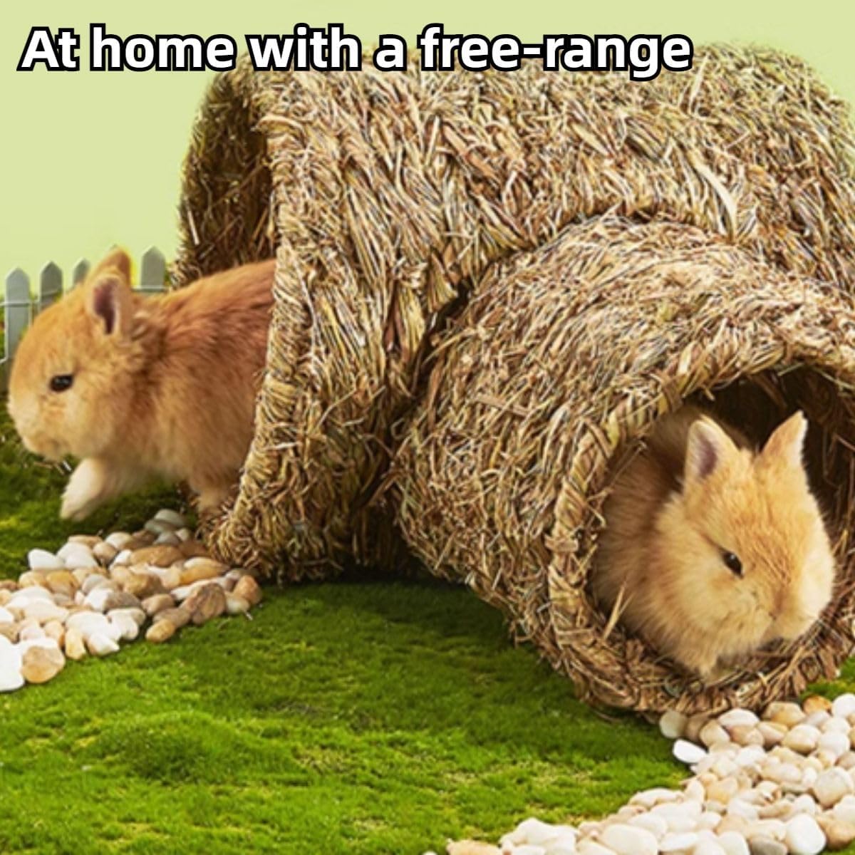 Rabbit Grass Tunnel Toy Nature's Hideaway Straw House with Open Entrance Guinea Pig Tunnel and Tube Home for Hamsters Rats Ferrets Bunny Chinchillas Hedgehogs and Birds