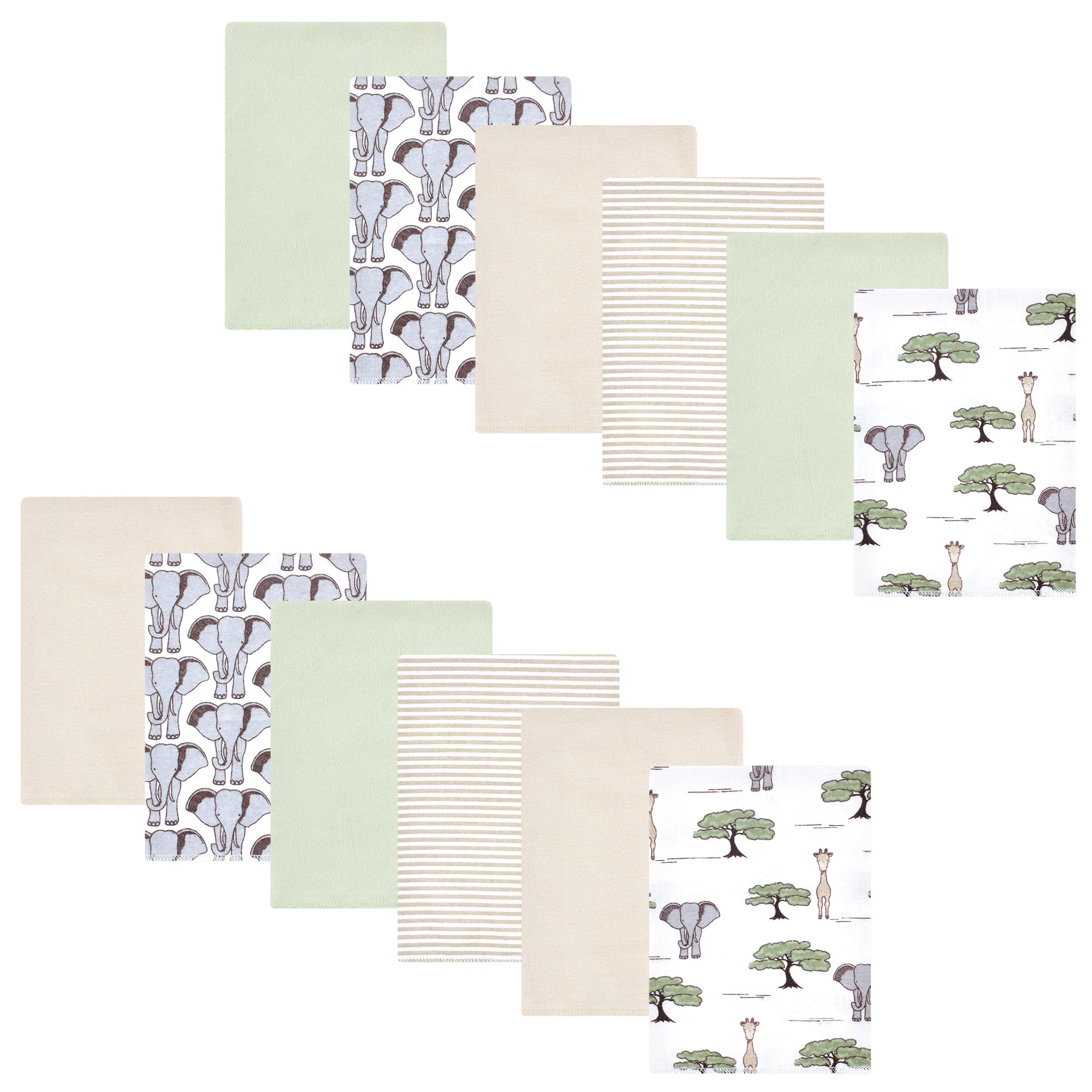 Hudson Baby Cotton Flannel Burp Cloths 12-Pack Bundle, Wild Safari Adventures, One Size