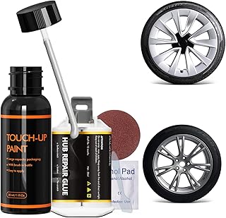 Sonic Silver Rim Touch Up Paint for Tesla Model 3/Y/S/X Cyclone/Stiletto/Slipstream/Tempest/Helix/Apollo Wheels, Rim Repair Kit Curb Rash for Fix Rims Scratches, Chips and Surface Damage