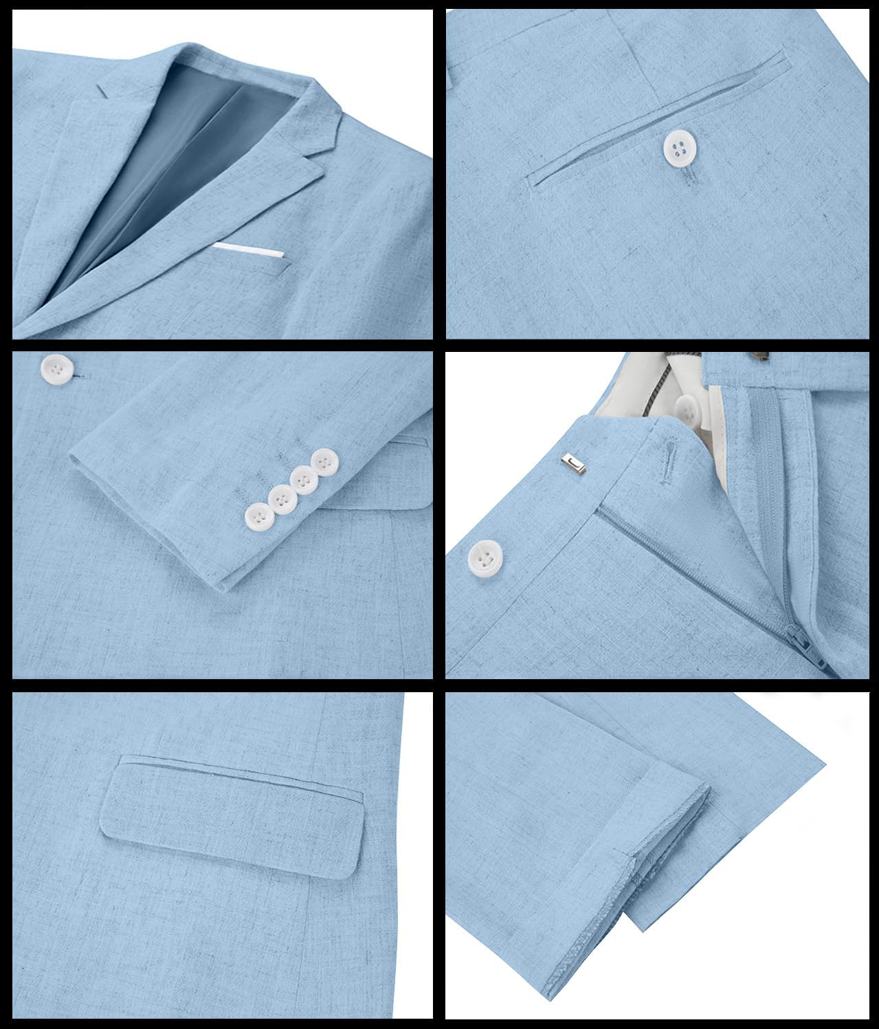 Linen Mens Suits 3 Piece Slim Fit Tuxedo Suit for Men Beach Wedding Formal Business Suit Groom Prom Set Outfits - Image 6