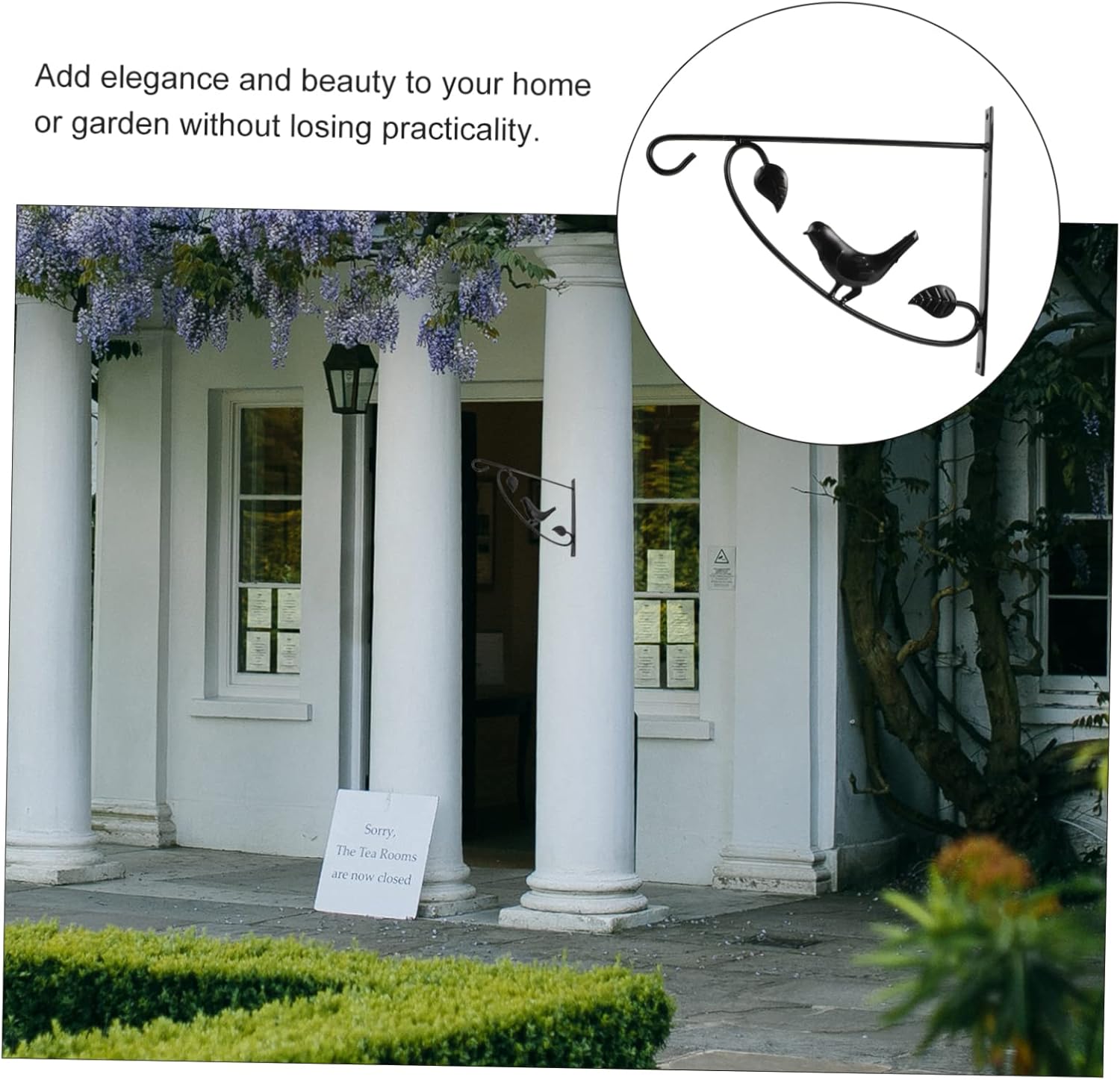 2Pcs Black Wall Mounted Plant Brackets Sturdy Iron Hanging Plant Hooks for Flower Pots Lanterns Wind Chimes and Bird Feeders Vintage Decorative Hanger for