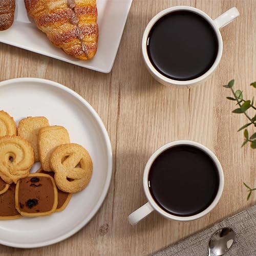 Miniatura 3 de ONEMORE Juego de 6 tazas de café apilables de 8 onzas, tazas demitasse apilables de cerámica con asa, perfectas para café, expreso, té, café con