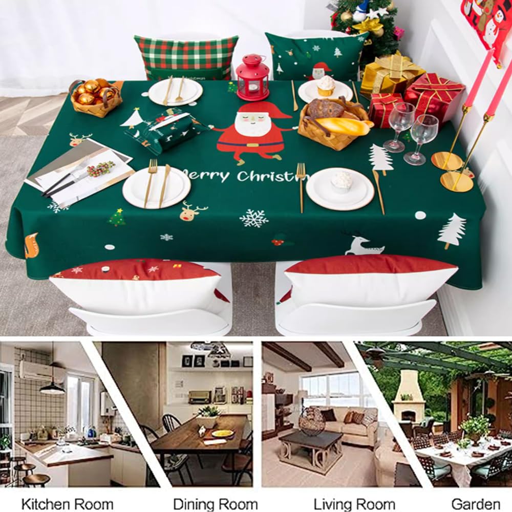 Qianli Nappe Imperméable Table Rectangulaire Résistant Nappe Anti Taches Enduite Peinture L Huile Motif Pour Manger Picnic Party Jard Vagues 140x220cm