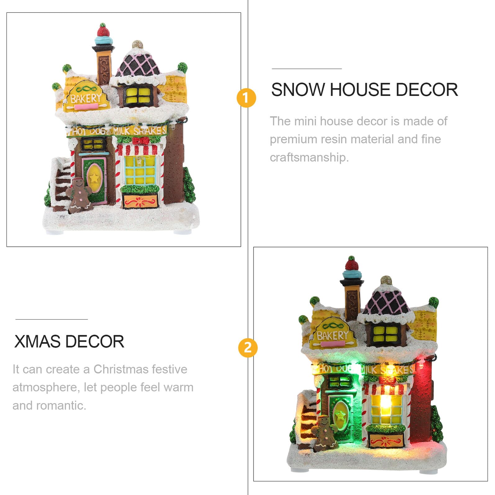 Cabilock 1pezzi Casetta di Neve Luce LED Decorazione Natalizia per Vetrina Regalo di Natale Realizzato in Resina di Lavorazione Artigianale Pregevole Adatto per Decorare Casa e Ufficio