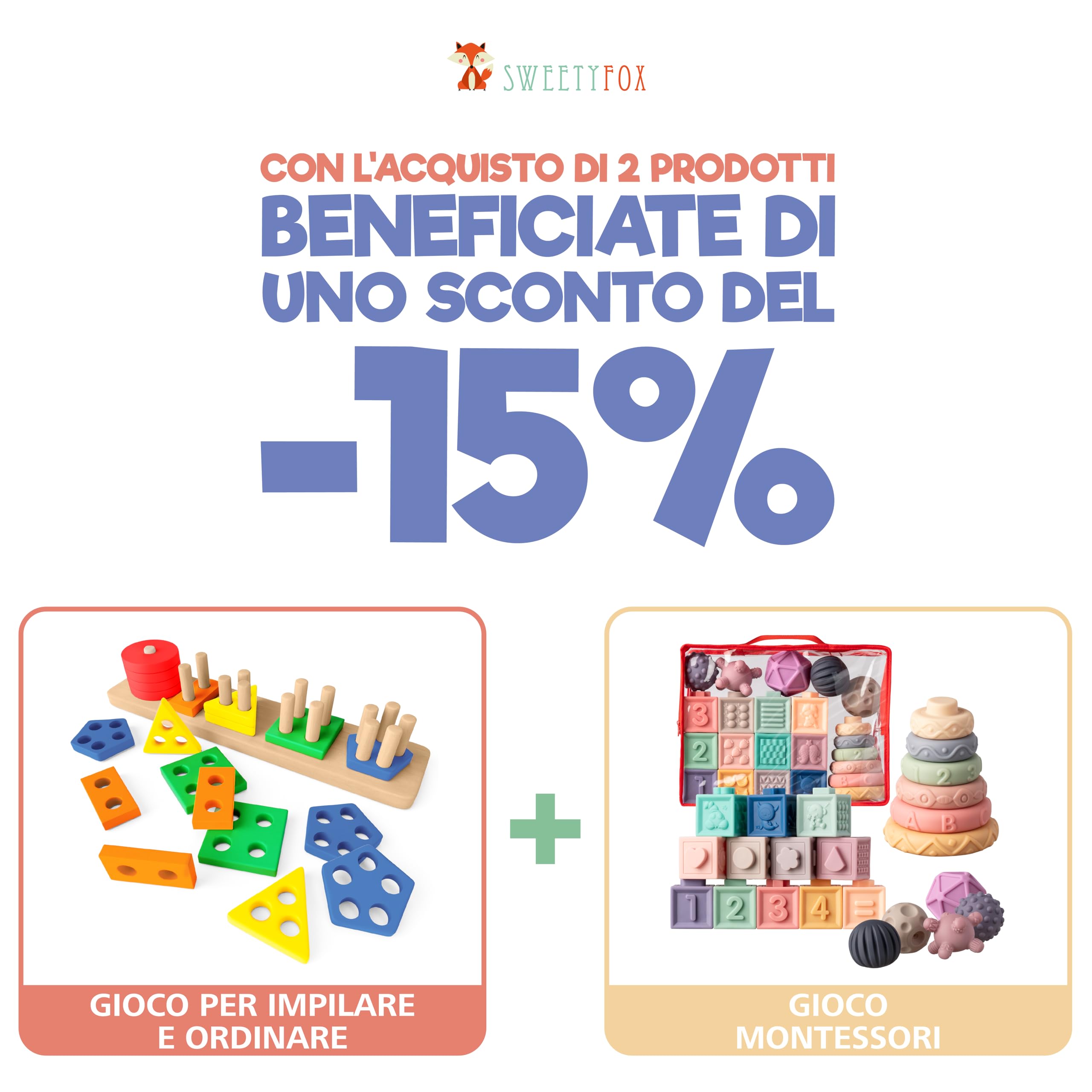 Sweety Fox Giochi Montessori 2 Anni - Giochi di Attività e Sviluppo 1 2 3 Anni - Giochi Bambini 2 Anni
