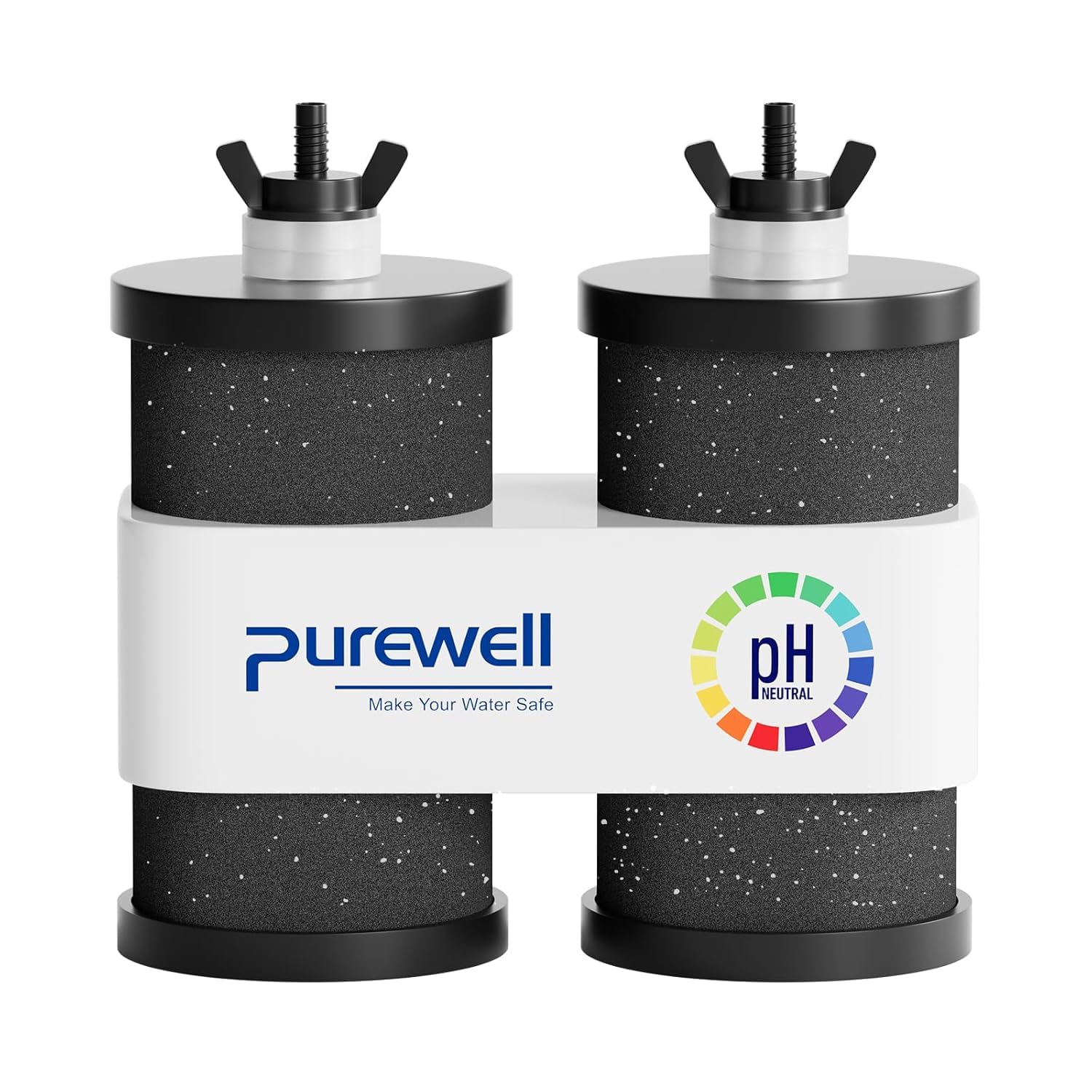 Purewell Cartuchos de filtro de agua PB-PH, 4 niveles, elemento de limpieza negro, filtro de repuesto, hasta pH 8,5, compatible con sistemas de filtración de agua por gravedad