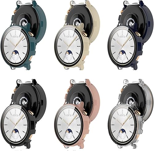 Miniatura 3 de Paquete de 6 fundas rígidas de policarbonato con protector de pantalla de vidrio templado compatible con Huawei Watch GT4 de 1.614 pulgadas (1.614