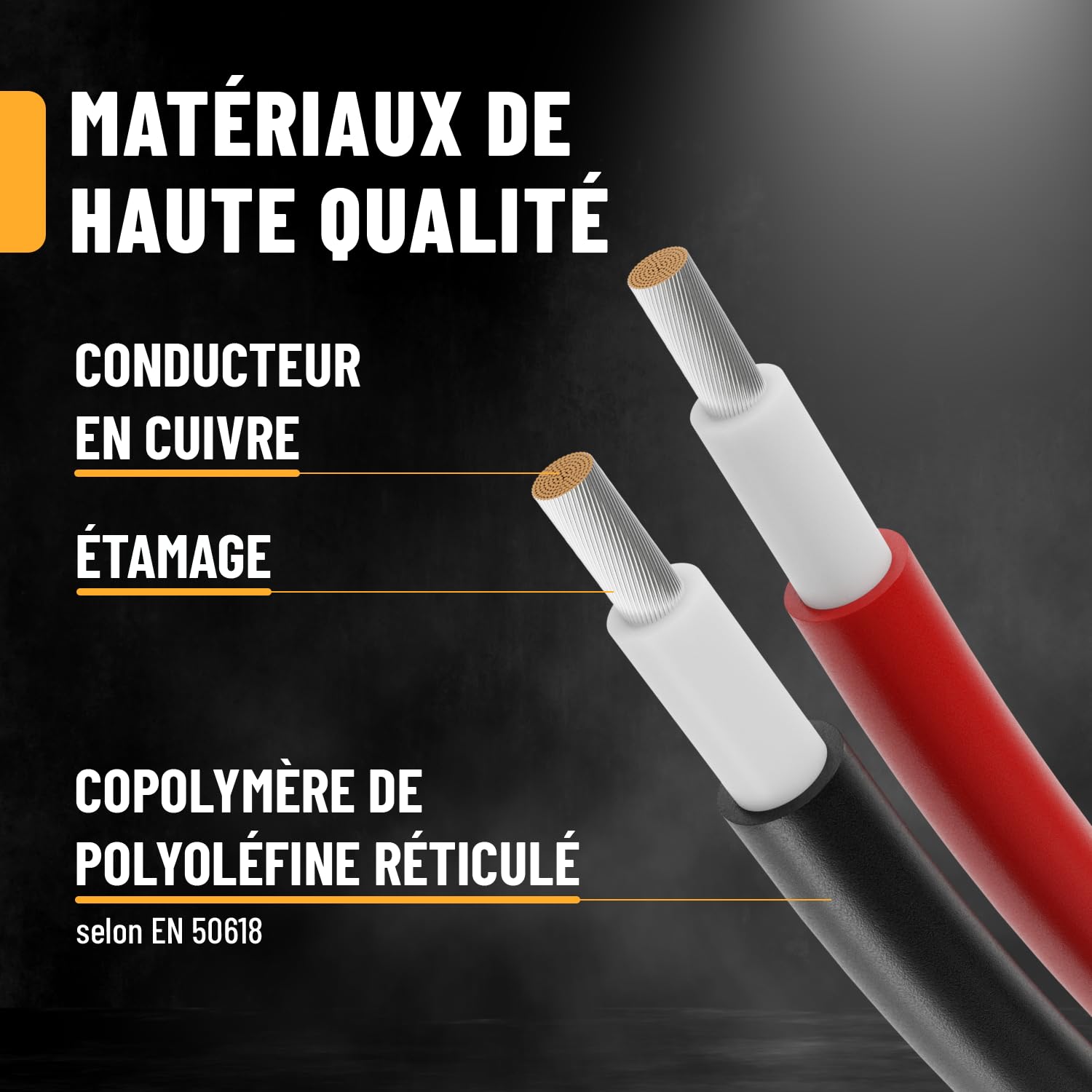 ABSINA 10 Mètre Cable Solaire 4mm2 H1Z2Z2-K Noir & Rouge | Lot de 2 - résistant aux UV