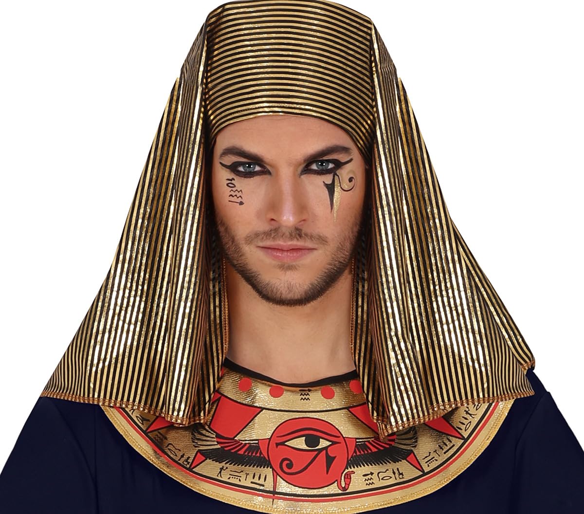 FIESTAS GUIRCA Mighty Pharaoh King of Egypt Mens Fancy Dress Costume - Black & Gold Egyptian Toga Fancy Dress Men Size M 38-40 - Image 3