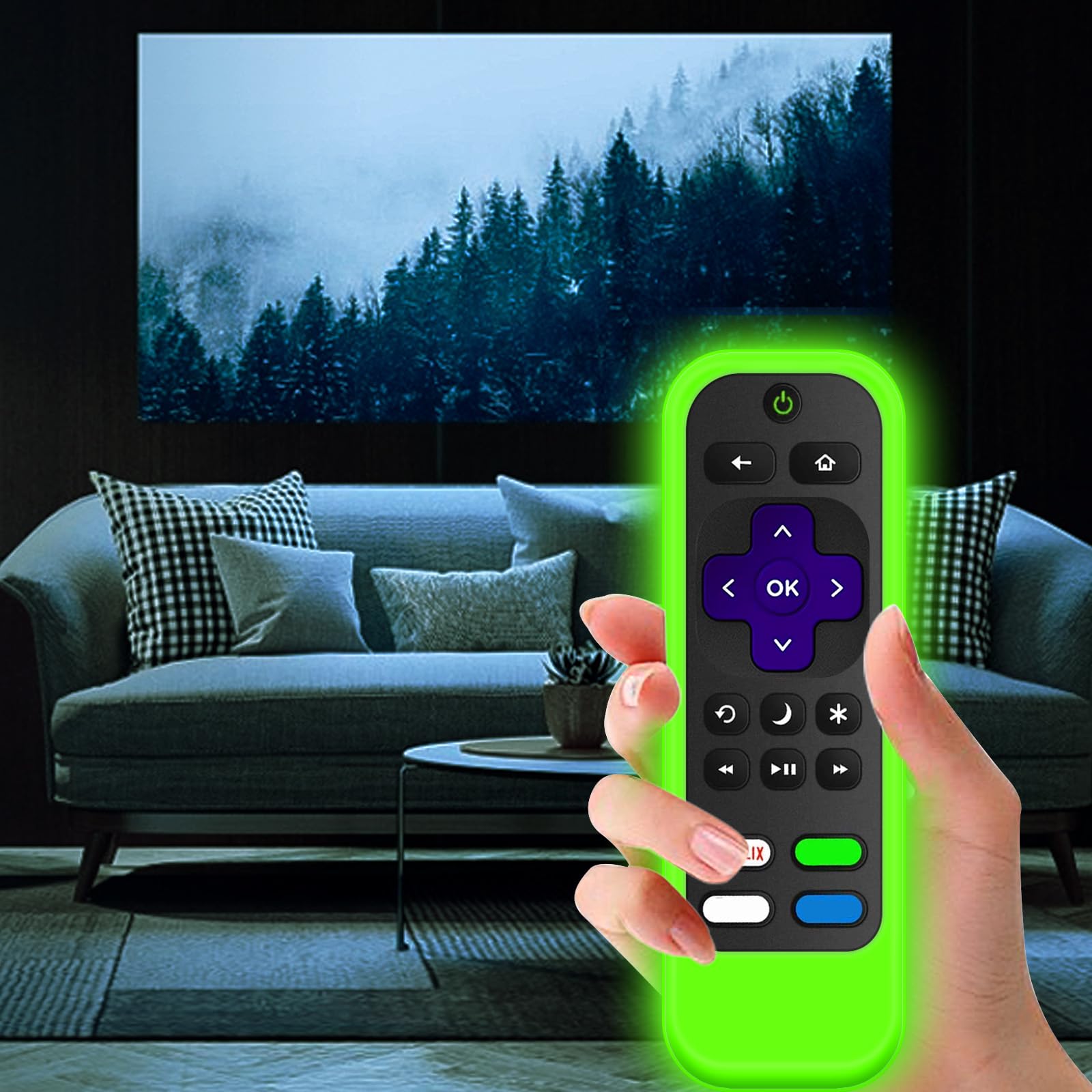 Roku - Funda para mando a distancia Roku (2 unidades), compatible con Roku Express, Roku Streaming Stick+ Roku Express 4K+ 2021, Roku Ultra (verde claro + azul luminoso)