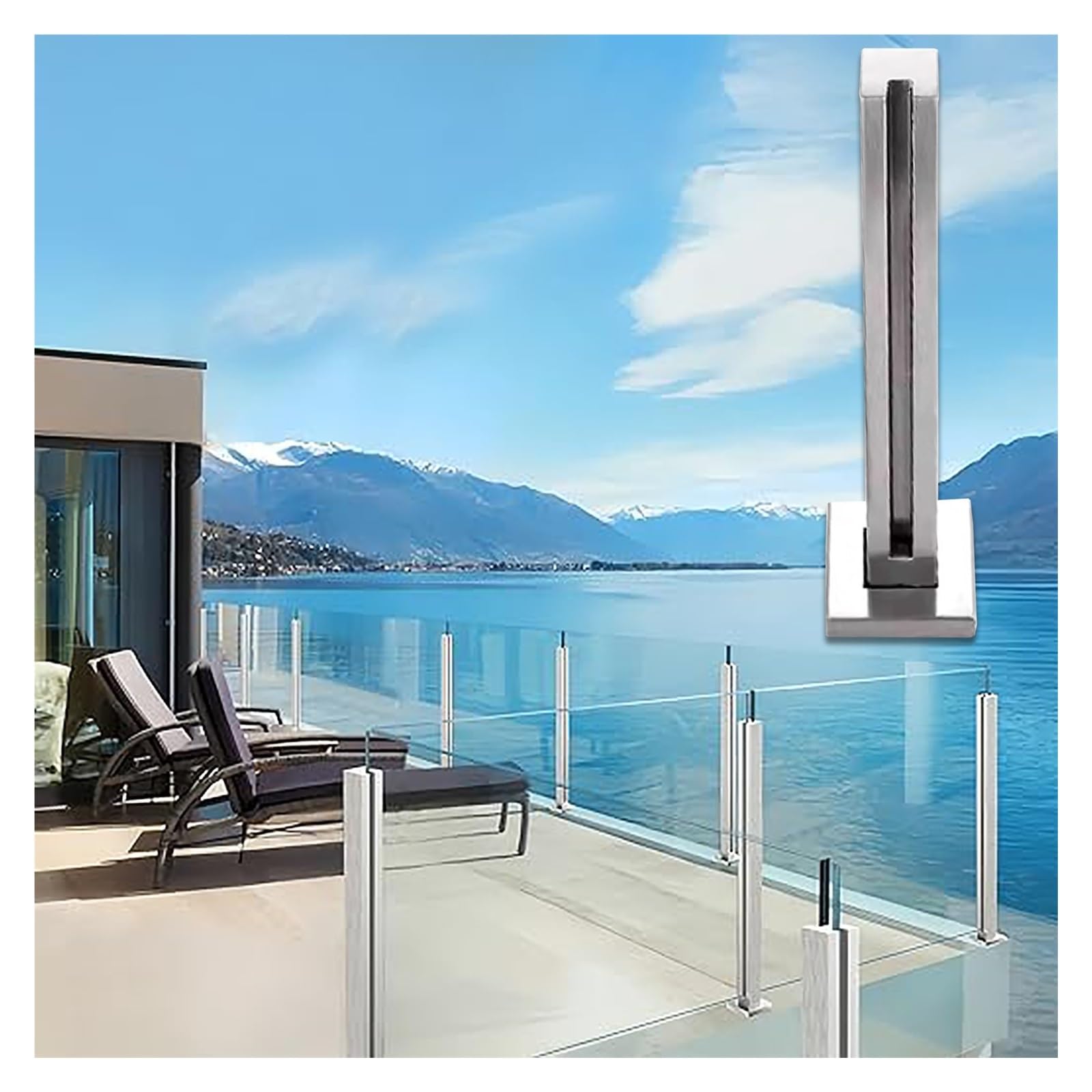 Poteau de garde-corps en verre premium en inox réglable pour balustrade design de balcon