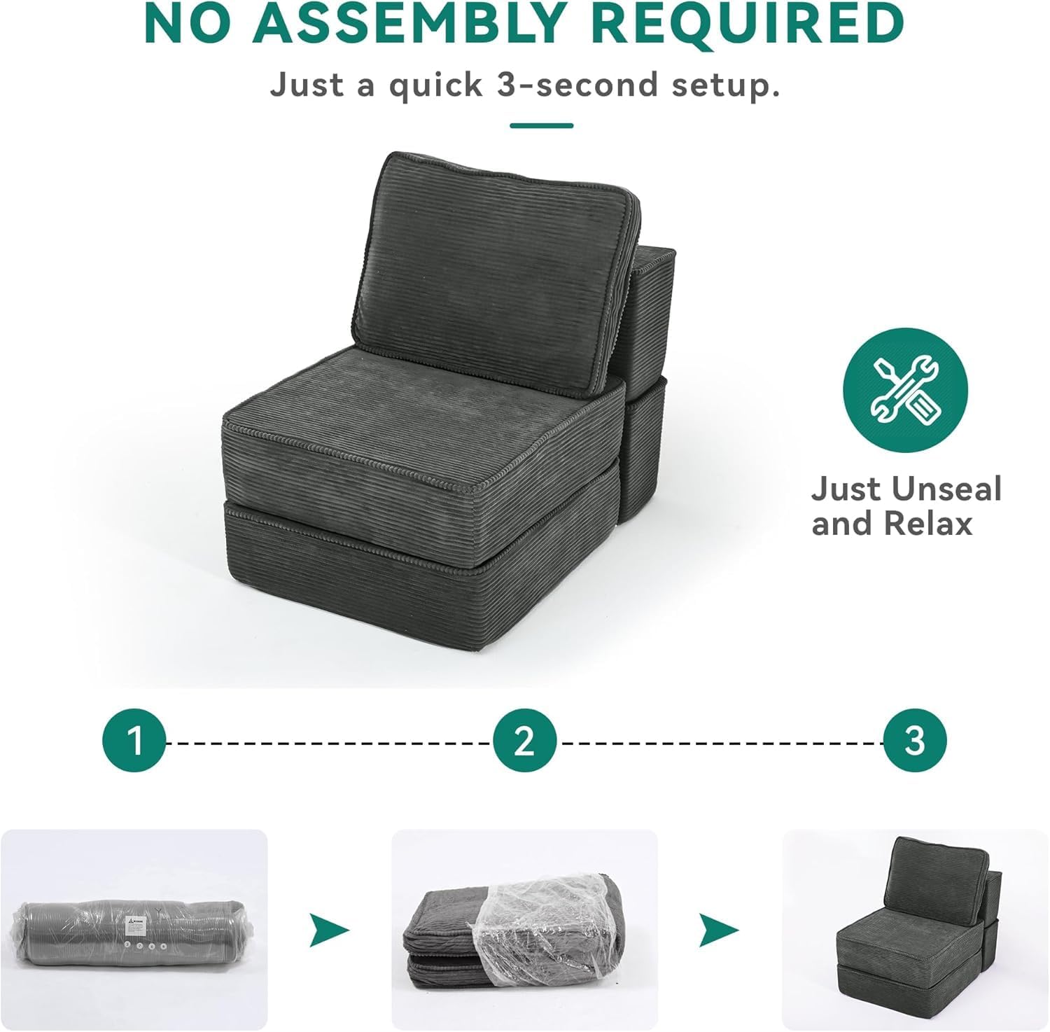 YITAHOME Convertible Cloud Sectional Couch, Comfy Corduroy Sectional Sofa with Deep Seat & High Pillows, Modern Easy-Clean Modular Sectional Sofa for Living Room Bedroom, Gray