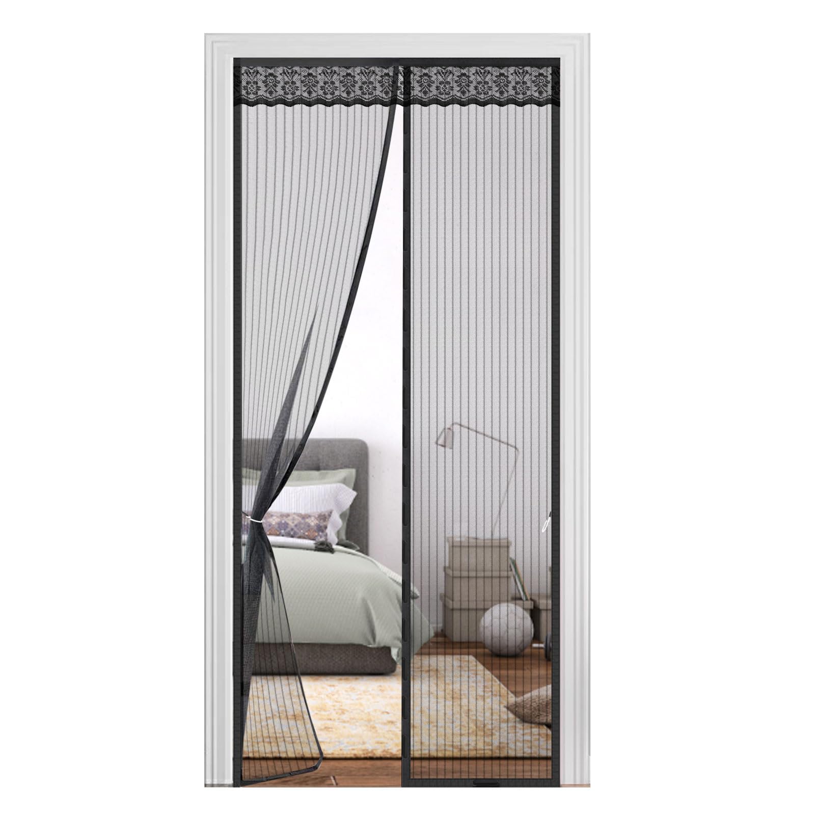 Fliegengitter Tür Insektenschutz Moskitonetz: Rhitchy Fliegengitter Balkontür Magnet Türvorhang Ohne Bohren, 100 x 210cm Fliegenvorhang Vorhang für Balkontür Kellertür Terrassentür Wohnzimmer