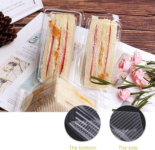 Miniatura 3 de Cabilock Caja de sándwich desechable con tapa, contenedor de pastel triangular, cajas de panadería para magdalenas, pasteles, pastelería, caja de