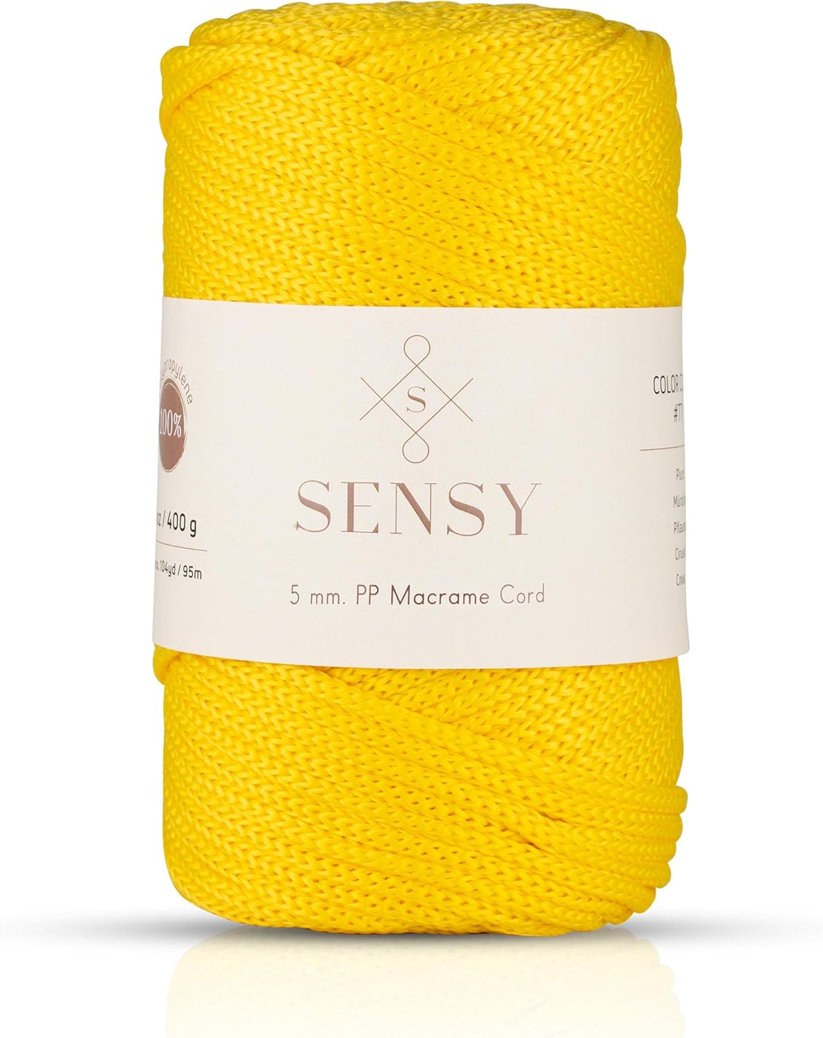 Sensy Premium 5mm 82 Yards Polyester Rope 90% Polypropylene 10% Polyester Cord Macrame Cord 5mm Crochet Bag Cord Macrame Rope Crochet Thread Gift for Knitter (Purple Sparkle)